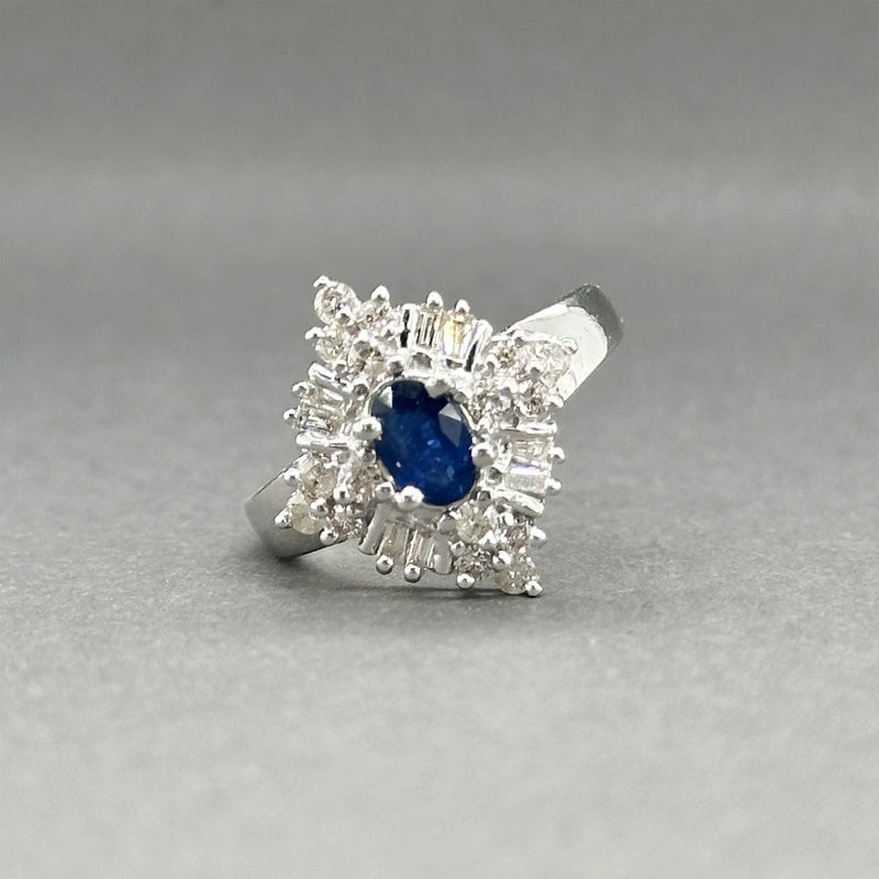 Estate 14K W Gold 0.44ct Sapphire & 0.51ctw Diamond Cluster Ring