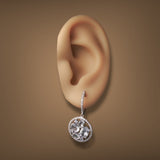 Estate 14K W Gold 3.24ctw Quartz, Sapphire & Diamond Dangle Earrings