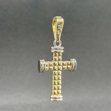 Estate 14K TT Gold 40mm Waffle Textured Cross Pendant