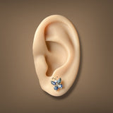 Estate 14K TT Gold 1.08ctw Sapphire & 0.03ctw Diamond Butterfly Earrings