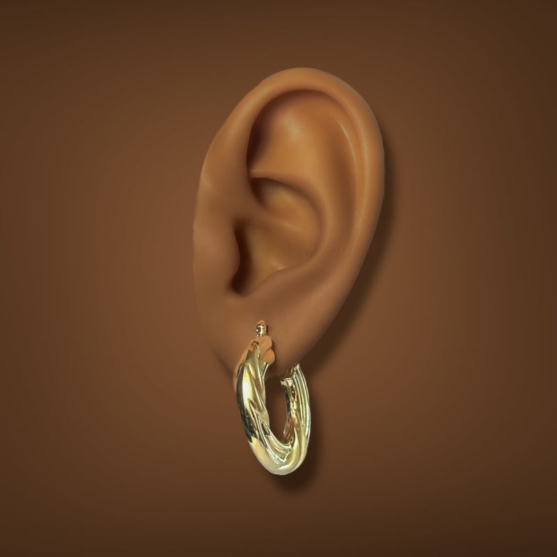 Estate 14K Y Gold 26.17mm Hoop Earrings