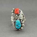 Estate SS Turquoise & Coral Southwest Ring