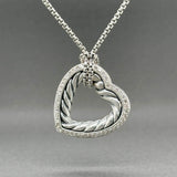 Estate David Yurman SS 0.61ctw Diamond Cable Heart Pendant