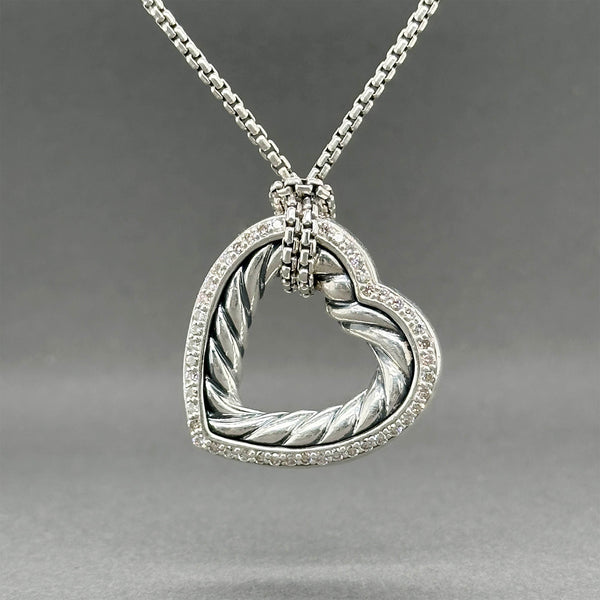 Estate David Yurman SS 0.61ctw Diamond Cable Heart Pendant