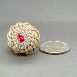 Estate 18K Y Gold 0.73ct ruby & 4.02ctw H-I/VS2-SI1 Diamond Cocktail Ring