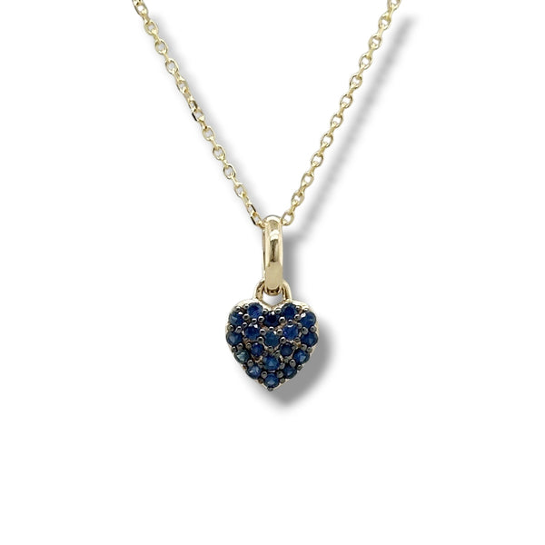 14K Y Gold 0.22ctw Petite Sapphire Heart Pendant