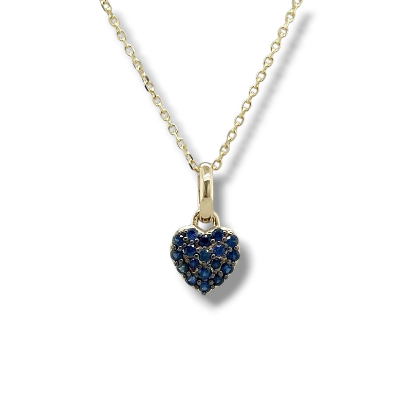 14K Y Gold 0.22ctw Petite Sapphire Heart Pendant