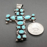 Estate SS Turquoise Cross Pendant