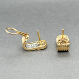 Estate 18K Y Gold 0.64ctw F-G/SI1 Diamond J Hoop Earrings