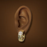 Estate 18K Y Gold 1.21ctw Diamond Hoop Earrings