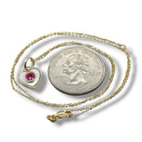 14K Y Gold 0.31ctw Ruby and MOP Bezel Set Heart Pendant