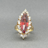 Estate 18K Y Gold 6.80ct Garnet & 1.04ctw Diamond Ring