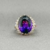 Estate 14K Y Gold 6.57ct Amethyst & 0.34ctw F-G/SI1-2 Diamond Ring