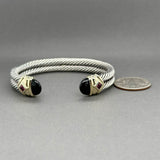Estate David Yurman SS 14 7.08ctw Onyx Double Cable Cuff Bracelet