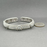 Estate Judith Ripka SS CZ Triple Heart Cuff Bracelet