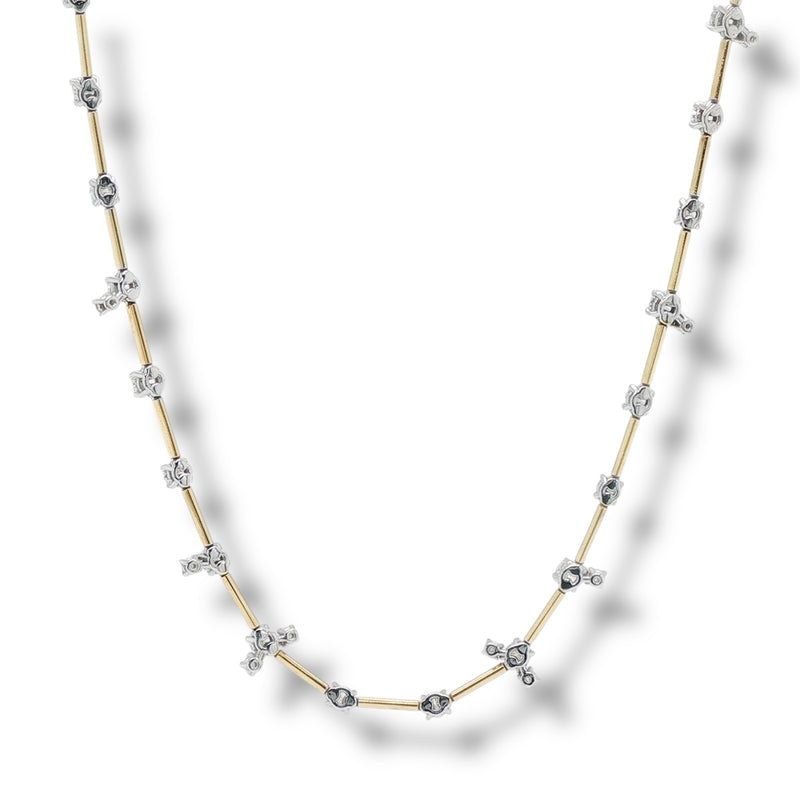 14K Y Gold 16" 1.72ctw F/SI1 Bar Diamond Necklace
