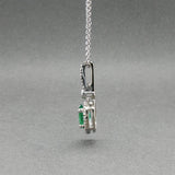 Estate 14K W Gold 0.66ct Emerald & 0.24ctw Diamond Pendant