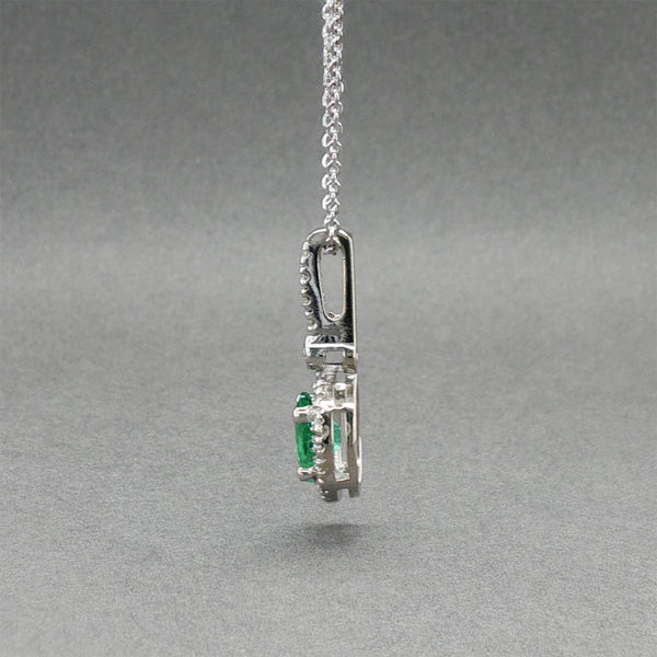 Estate 14K W Gold 0.66ct Emerald & 0.24ctw Diamond Pendant