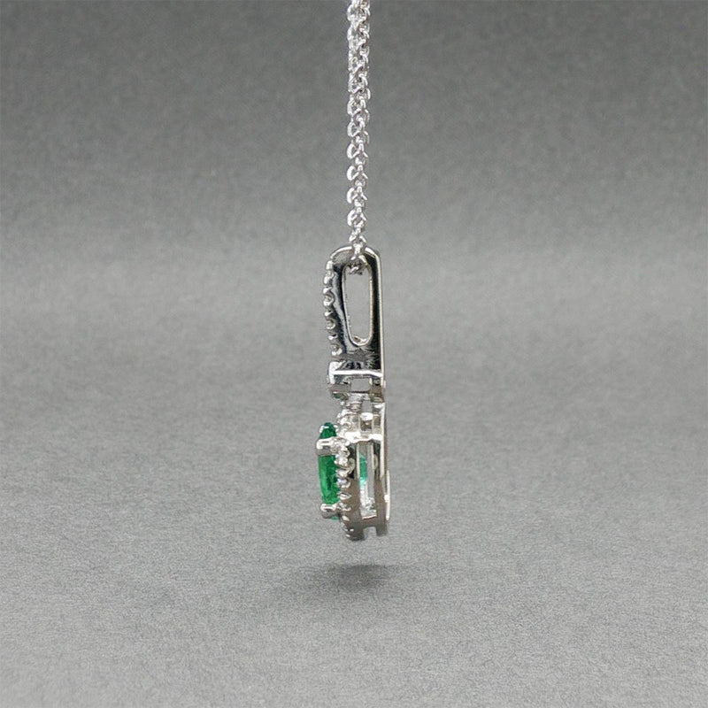 Estate 14K W Gold 0.66ct Emerald & 0.24ctw Diamond Pendant