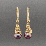 Estate 14K Y Gold Freshwater Pearl Spiral Drop Earrings