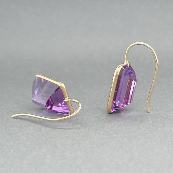 Estate 14K Y Gold 14.68ctw Amethyst Drop Earrings