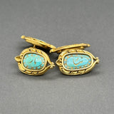 Estate 18K Y Gold 8.48ctw Turquoise Persian “Ya Ali Haider” Cufflinks