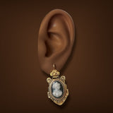Estate Victorian 14K Y Gold Cameo 11.20ctw Onyx Dangle Earrings