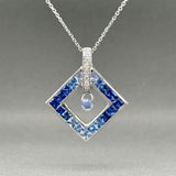 Estate 14K W Gold 3.45ctw Sapphire & 0.10ctw Diamond Pendant