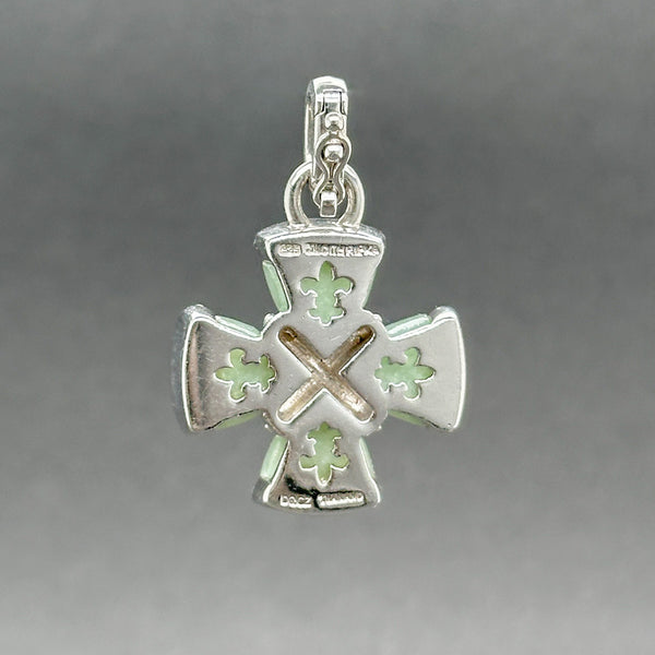 Estate Judith Ripka SS Nephrite & CZ Cross Enhancer Pendant