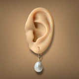 Estate 14K Y Gold Grey Freshwater Pearl Drop Earrings