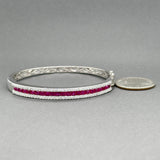 Estate 14K W Gold 3.22ctw Ruby & 1.04ctw Diamond Bangle Bracelet