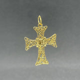 Estate 14K Y Gold Filigree 30.6mm Cross Pendant