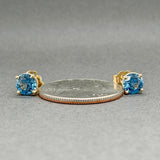 Estate 14K Y Gold Blue Topaz Stud Earrings