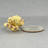 Estate 18K Y Gold 0.70ctw Ruby Lion Ring