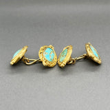 Estate 18K Y Gold 8.48ctw Turquoise Persian “Ya Ali Haider” Cufflinks