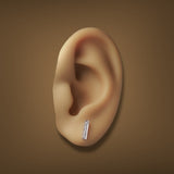 Estate 14K W Gold 0.05ctw G/SI1-2 Diamond Bar Stud Earrings