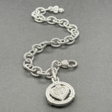 Estate Judith Ripka SS CZ Heart Charm Bracelet