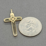 Estate 14K Y Gold 34mm Floral Cross Pendant