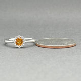 Estate 14K W Gold 0.34ct Citrine & 0.12ctw Diamond Ring