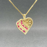 Estate 14K Y Gold Ruby & Diamond American Flag Heart Pendant