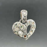 Estate Jai SS 14 0.34ctw Chalcedony & Sapphire Crocodile Heart Pendant