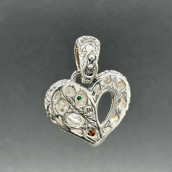 Estate Jai SS 14 0.34ctw Chalcedony & Sapphire Crocodile Heart Pendant