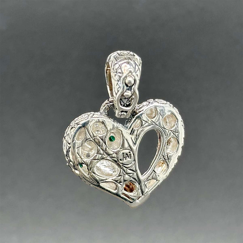 Estate Jai SS 14 0.34ctw Chalcedony & Sapphire Crocodile Heart Pendant