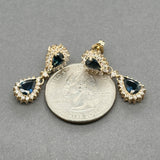 Estate 14K Y Gold 2.52ctw Sapphire & 0.50ctw Diamond Drop Earrings