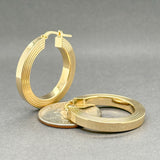 Estate 14K Y Gold 31mm Grooved Hoop Earrings