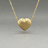 Estate 14K Y Gold Puffed Sparkling Heart Pendant