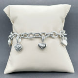 Estate Lagos SS Caviar Hearts Charm Bracelet