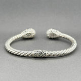 Estate SS 18 Mabe Pearl Flower Cuff Bracelet