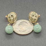 Estate 14K Y Gold Nephrite Drop Earrings