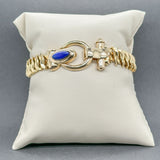 Estate 14K Y Gold Lapis Fancy Link Bracelet